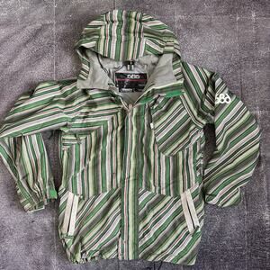 Men's Six8Six Smarty Green Pink  Striped Snowboard Winter Ski Coat Jacket Sz S